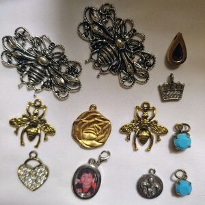 Lot of 12 Vintage & Modern Pendants/Charms Jewelry Supplies Crafts Beading